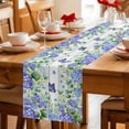 thumbnail image 5 of Purple Hydrangea Table Runner 48 Inches Long Farmhouse Dress Scarves, Spring Eucalyptus Butterfly Grey Wooden Dining Tablerunner for Coffee Table/Kitchen Island/Party Décor, 13" x 48", 5 of 8