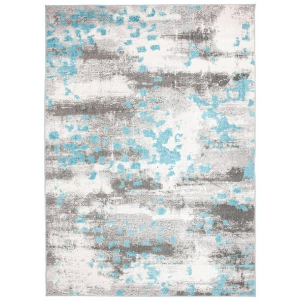 Modern Boho Abstract Blue 5' X 7' Indoor Area Rug