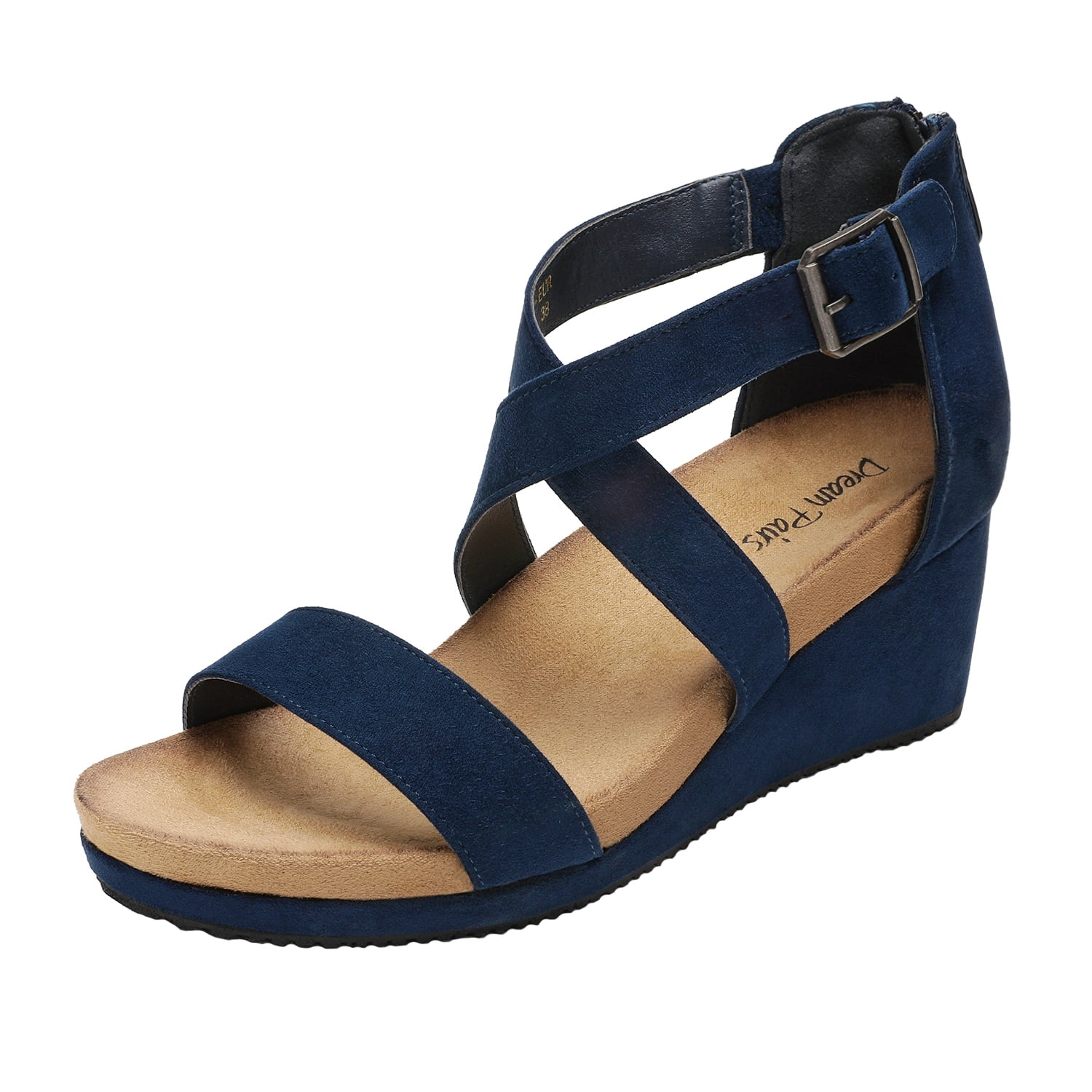 DREAM PAIRS Women's Open Toe Wedge Sandals Ankle Strap Platform Back