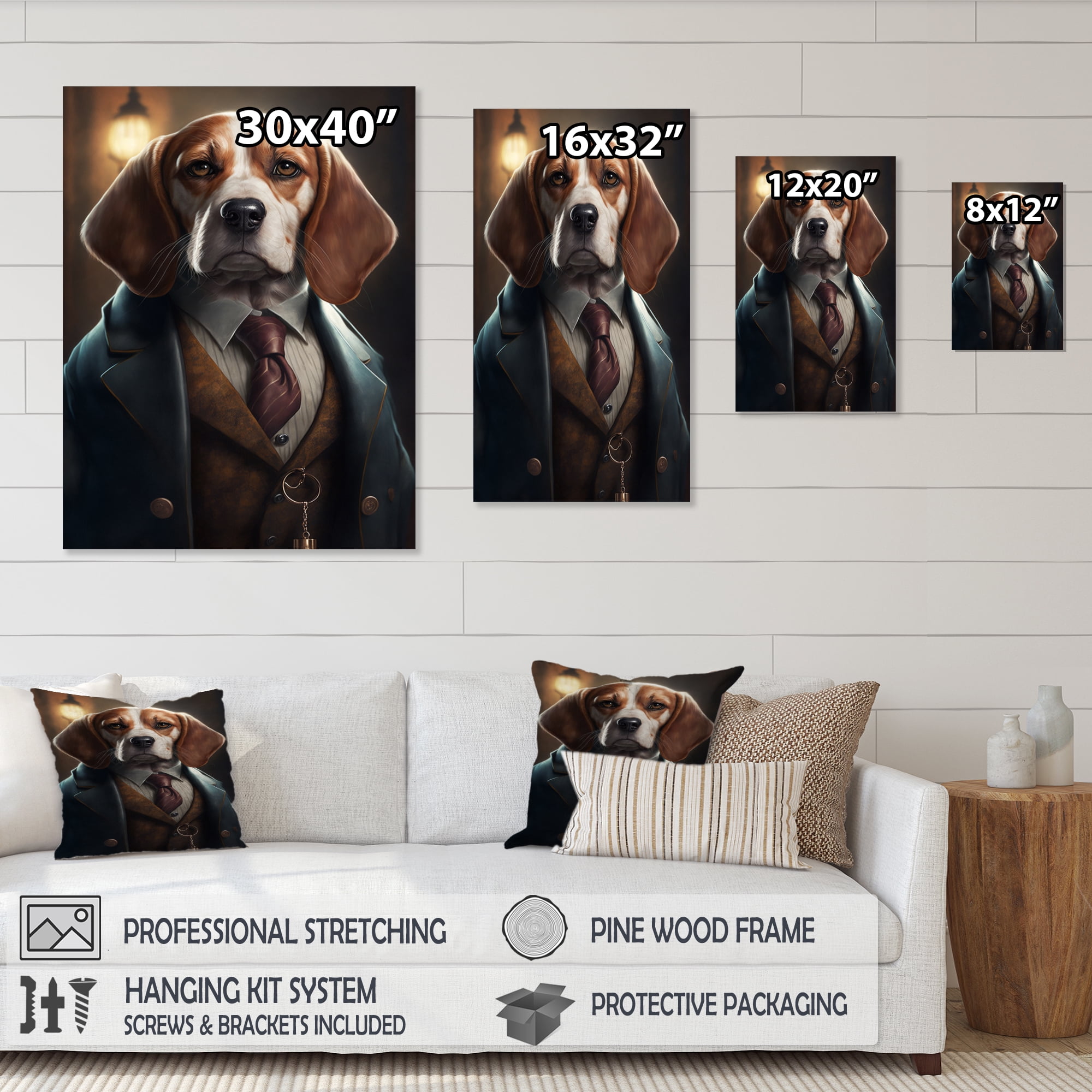 Designart Mafia Beagle II Canvas Wall Art