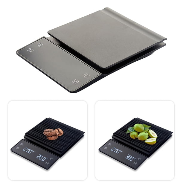 Báscula de electrónica con temporizador 3 kg/0,1G portátil G/ pantalla LED de precisión verter y goteo báscula de cocina para cafetera Negro Macarena Escala de café