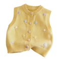 thumbnail image 4 of AUDeals Girls 3D Flower Embroidered Knit Sweater Vest - Round Neck Sleeveless Button Front Cardigan for Kids Casual Layering Wear, 4 of 6