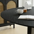 thumbnail image 4 of Cinna 60" Soild Wood Dining Table Rattan Round Kitchen Table, Black, 4 of 6