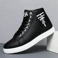thumbnail image 2 of [Stylish High Top Sneakers] Stylish, Comfortable, Fashionable 1 Pair Men's Casual High-Top Sneakers - Lace-Up with Black Logo, Ideal for Outdoor Activities, Walking, and Sports, All-Season Sneakers, 2 of 8