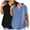#Blue, variant on DPTALR George 2PC Women's V-neck Solid Color Oversized T-shirts,Army Green,Size XXXL
