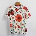 thumbnail image 3 of Ladybug Floral Print Women's T-Shirt Short Sleeve T Shirts Tops Tee Ladies Loose T, 3 of 6