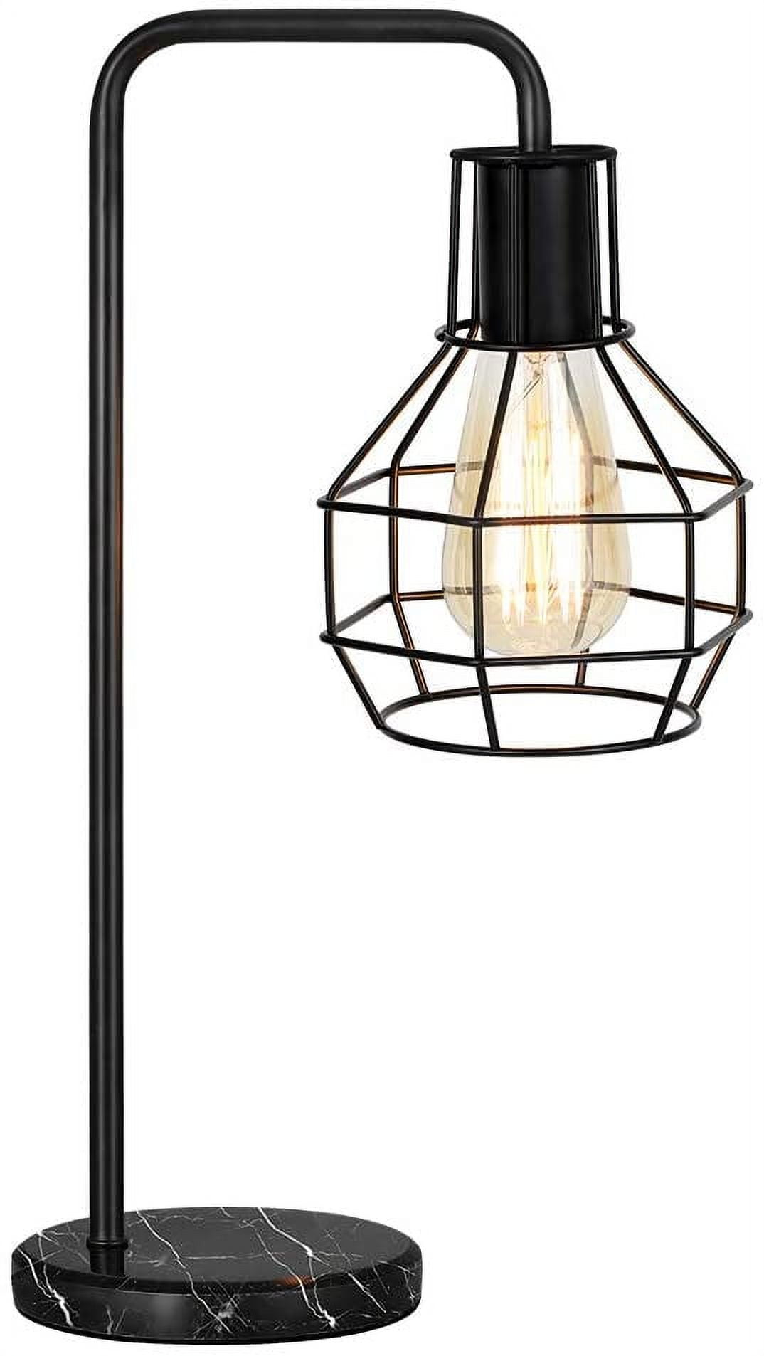Black Modern Nightstand Lamp, Bedside Desk Lamp with Marble Base