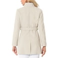 thumbnail image 4 of INSPIRE CHIC Women's Classic Stand Collar Long Sleeve Winter Belted Long Coat XS Beige, 4 of 9