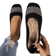 thumbnail image 2 of Women’s Knit Elastic Square Toe Ballet Flats, Breathable Slip On Shoes, Lightweight Footwear, Casual & Office Summer Everyday Wear, 43, 2 of 7