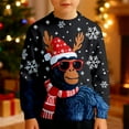 thumbnail image 2 of Wdgfv Unisex Kids Girls Boys Christmas Sweater Animals 3D Graphic Funny Long Sleeve Crewneck Holiday Pullover Sweatshirt Black 5-6 Years, 2 of 5
