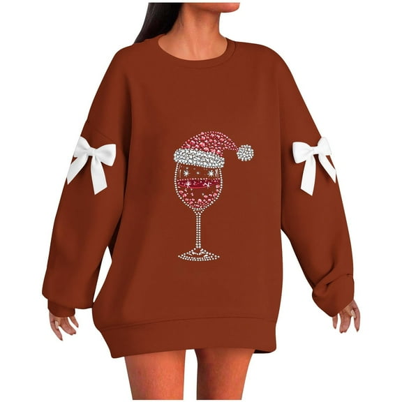 Christmas Sweatshirt for Women Oversized Pullover Tops Fashion Holiday Xmas Style Shirts Casual Long Sleeve Blouses Comfortable Women's Winter Sweaters