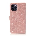 thumbnail image 6 of Shining Wallet Case for iPhone 14 Pro Max with Card Slots Holder Kickstand Flip Folio Cover, Sparkle Bling PU Leather Diamond Heart Love Magnetic Clasp Stylish Case for Women Girls, Rosegold, 6 of 6