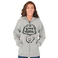 thumbnail image 4 of Caturday Morning Cats Coffee Lovers Womens Plus Size Graphic Zipper Hoodie Brisco Brands 3X, 4 of 5