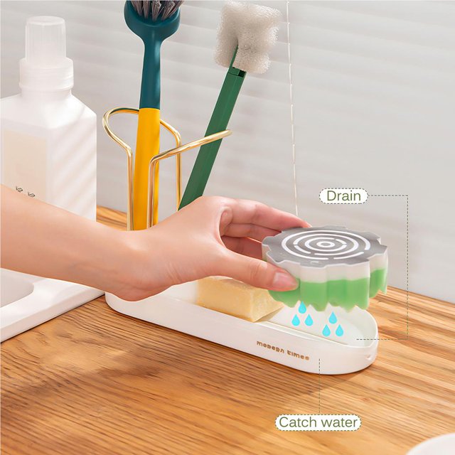 Kitchen Sink Rack Sponge Soap Moisture-proof Drain Rack Steel Ball Cleaning Brush Countertop Floor Storage Rack Suitable for Kitchen Storage