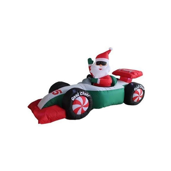 A Holiday 9097208 LED Clear Santa with Race Car 4 ft. Inflatable - Pack of 4