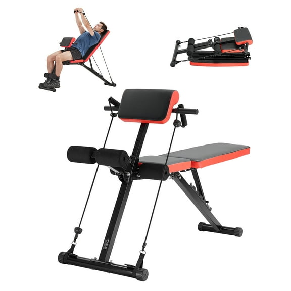 VEVOR Multi-Functional Weight Bench for Full Body Workout, Roman Chair Hyperextension Bench, 770 lbs Adjustable & Foldable Equipment for Back Arm Core Ab Workout, Sit Up Exercise Machine