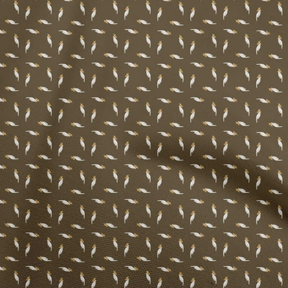 oneOone Cotton Poplin Brown Fabric Parrot Dress Material Fabric Print Fabric By The Yard 56 Inch Wide