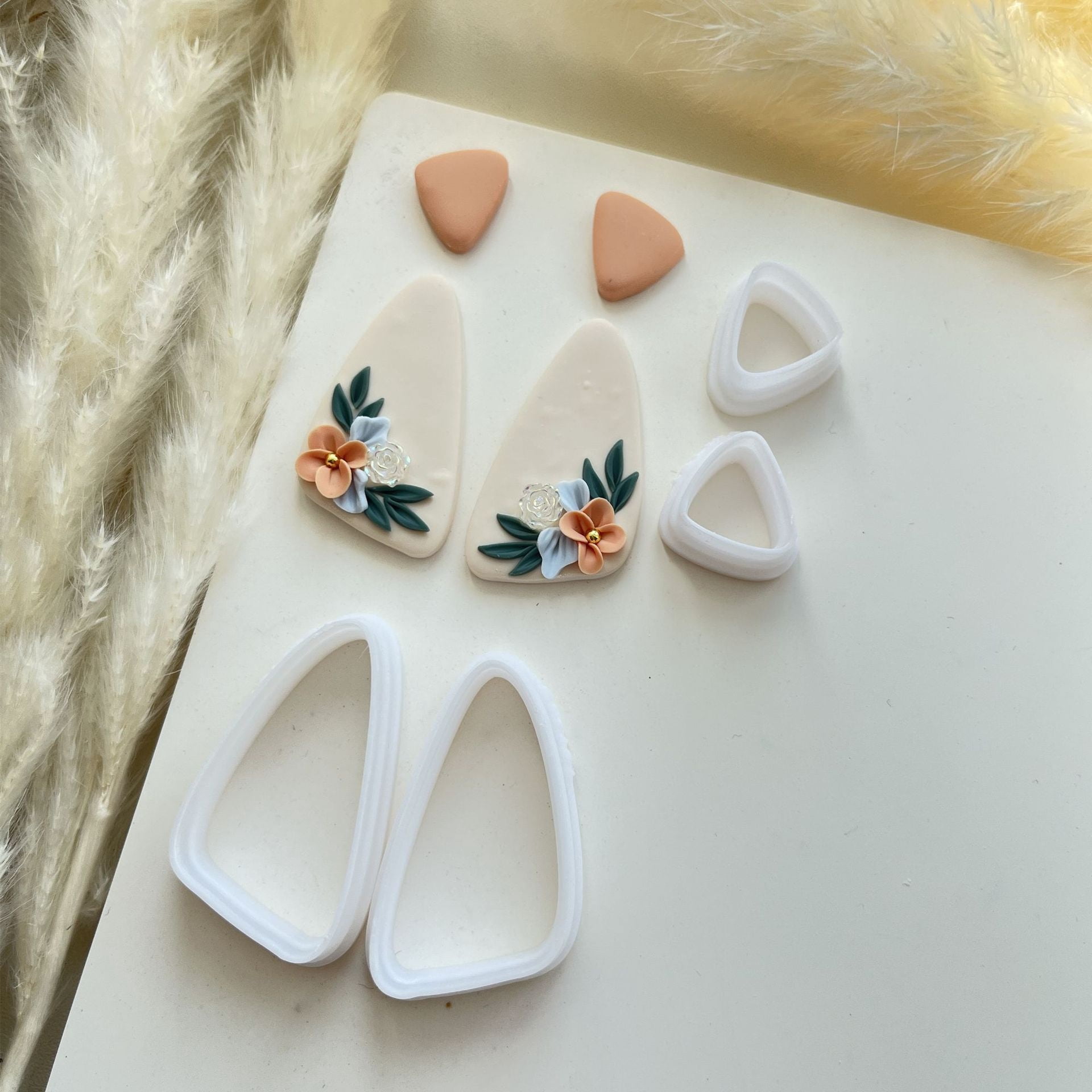 Geometric simple set of four soft clay earring molds - creative handmade DIY earring making tools
