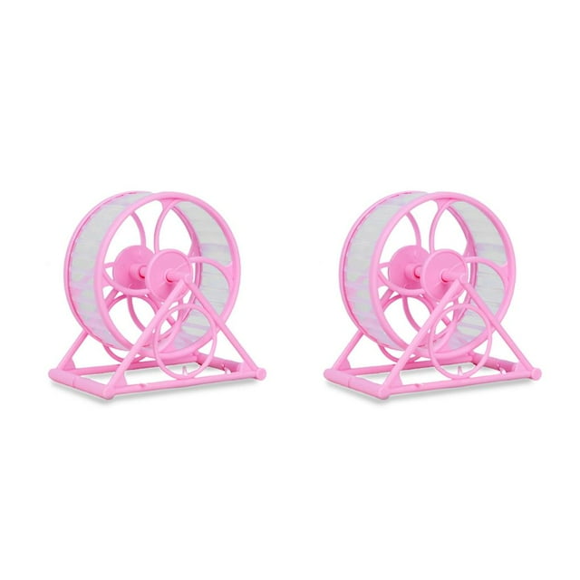 crativent Jouet de Sport Recyclé pour Animaux de Compagnie, Cage à Roue pour Jogging et Course, avec Support, Antidérapant, Rotatif, Accessoires Amusants pour la Maison, Rose, 2 Ensembles