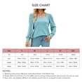 thumbnail image 5 of Camisa de punto para mujer, cuello cuadrado, mangas largas abullonadas, puños abotonados, camisa de punto informal, azul, verde, XXL, 5 of 5
