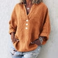 thumbnail image 2 of asdoklhq Plus Size Long Blouses, Women Solid Casual Long Sleeve Pocket V-Neck Button Shirt Tops, 2 of 8