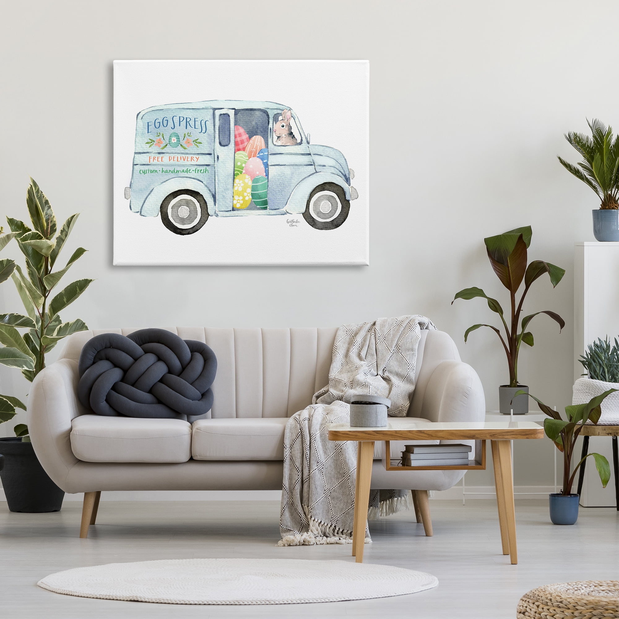 Stupell Industries Patterned Easter Eggs Truck Holiday Bunny Painting Painting Gallery Wrapped Canvas Print Wall Art, Design by Heatherlee Chan
