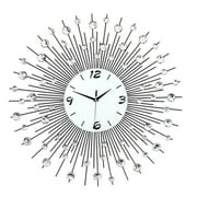 Anqidi 24 Modern Luxury Large Wall Clock, Round Diamond Non-Ticking Silent Decorative Clock for Living Room Office