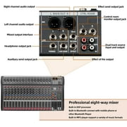 Depusheng DX16 16 Channel Audio Mixer Soundboard Mixing Console Sound Controller with USB & Bluetooth 48V Power for Professional and Beginners