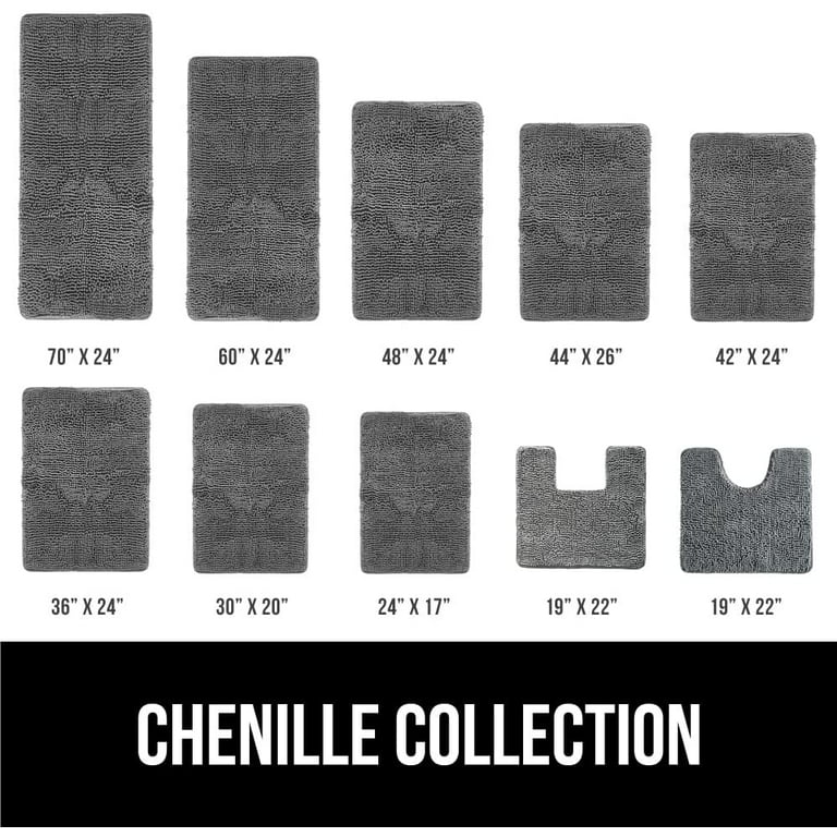 Gorilla Grip Original Luxury Chenille Bathroom Rug Mat, 48x24, Extra Soft  and Absorbent Shaggy Rugs, Machine Wash and Dry, Perfect Plush Carpet Mats  for Tub, Shower, and Bath Room, Grey 