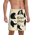 thumbnail image 2 of Kdxio Panda Doing Yoga Print Mens Sleep Shorts Bottoms Soft Comfy Pajama Wear Pants with Drawstring Pockets, 2 of 7