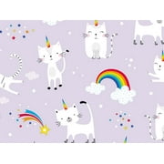 Pack of 1, Rainbow Kitty Wrapping Paper 26" x 417', Half Ream Roll for Celebration, Party, Holiday, Birthday and Events, Made in USA