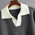 thumbnail image 4 of Uootdi Women's Contrast Collar Sweater Loose Fit Knit Pullover Trendy Fall Winter Top Soft Cozy Long Sleeve Jumper Casual Preppy Style Knitwear for Layering Outfits, 4 of 5