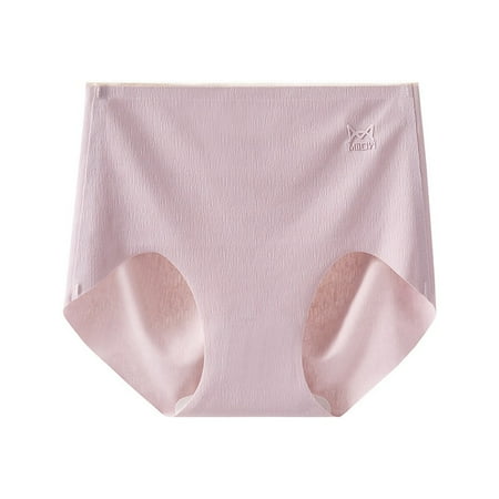 

High waist ice silk seamless panties womens pure cotton crotch briefs