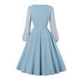 thumbnail image 3 of Vestido de mujer a la moda de manga larga con cuello redondo y cinturón liso elegante Vintage con lazo para fiesta Fridja  NMB755, 3 of 8