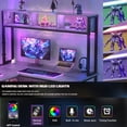 thumbnail image 4 of Homieasy L Shaped Desk with Power Outlets and USB Ports, 55'' Reversible L-Shaped Gaming Desk with LED Strip and Storage Shelves, Industrial Corner Computer Desk with Hutch for Home Office, White Oak, 4 of 8