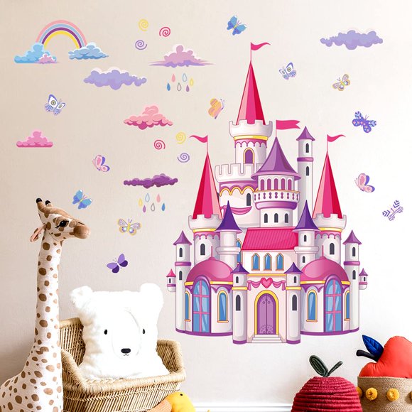 Adhesivos de pared JQPYGB con forma de castillo de princesa, removibles, para habitación de niños