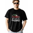 thumbnail image 1 of Camisetas para hombre, camiseta de cuello redondo con diseño de camión rojo y árbol de Navidad, manga corta, algodón suave., 1 of 8