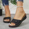 thumbnail image 2 of Flower Wedge Slides Sandals for Women 2025 with Arch Support Comfortable Peep Toe Platform Dress Slip on, 2 of 6