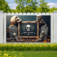 thumbnail image 2 of Floral Design Skull Banner Decorative Day of the Dead Celebration for Holiday Event Indoor Decoration Party Background, 2 of 9