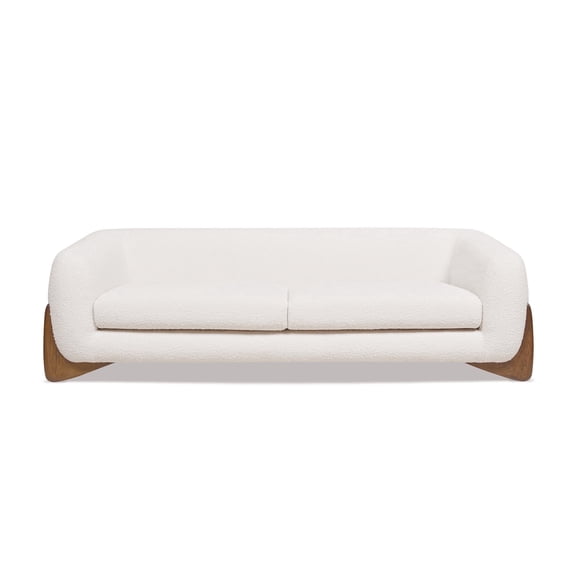 Jennifer Taylor Home Alpine 90.5" Modern Scandinavian Boucle Minimalist Round Arm Sherpa Sofa, Ivory White