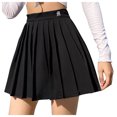 thumbnail image 2 of Elainilye Fashion Pleated Skirt Fancy High-Waist Slim Elastic Casual Pleated Frilly Skirt,Black, 2 of 7