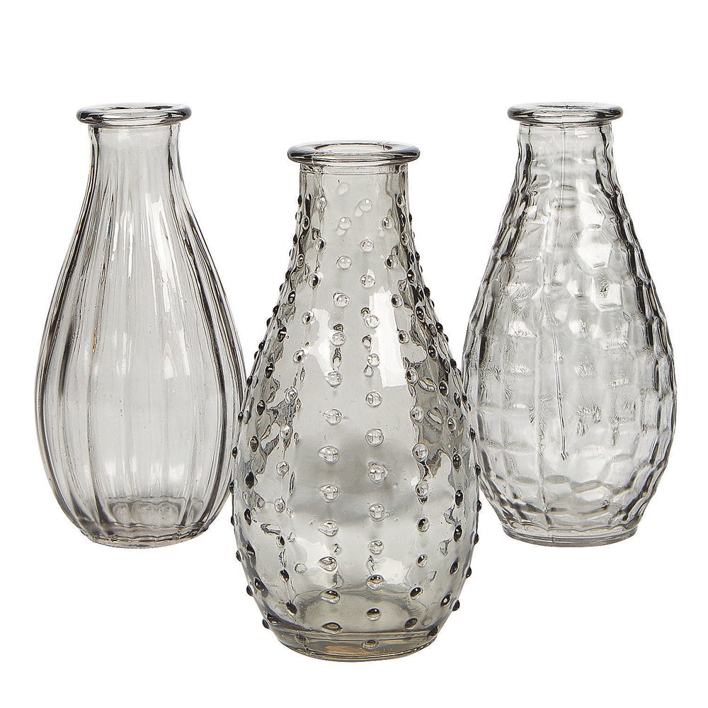 Grey Vintage Glass Bud Vases (3Pc) Home Decor 3 Pieces Walmart