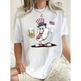 thumbnail image 1 of Camiseta De Verano Para Mujer, Elegante Camiseta Con Cuello Redondo Para Viajar, Acampar, Uso DiarioPatriotic Hot Dog Flag Print T-Shirt for Women, Casual Crew Neck Short Sleeve Tee, Knit Polyester, 1 of 7