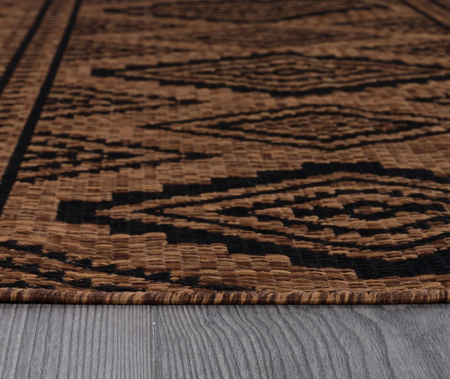 Beverly Rug Outdoor Area Rugs, Waterproof Patio Porch Garden Carpet, Nut Brown and Black, 10'x14'