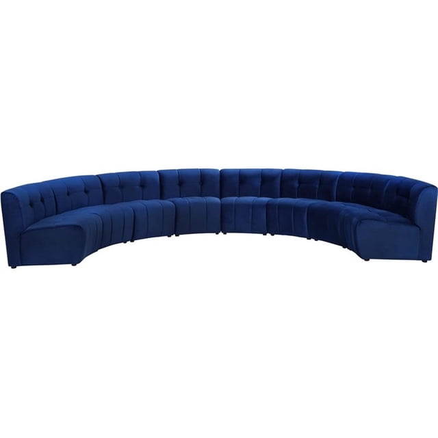Meridian Furniture Limitless Navy Velvet Modular 8 Piece Sectional