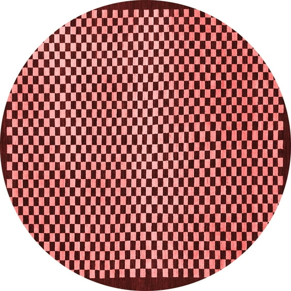 Ahgly Company Indoor Round Checkered Red Modern Area Rugs, 3' Round