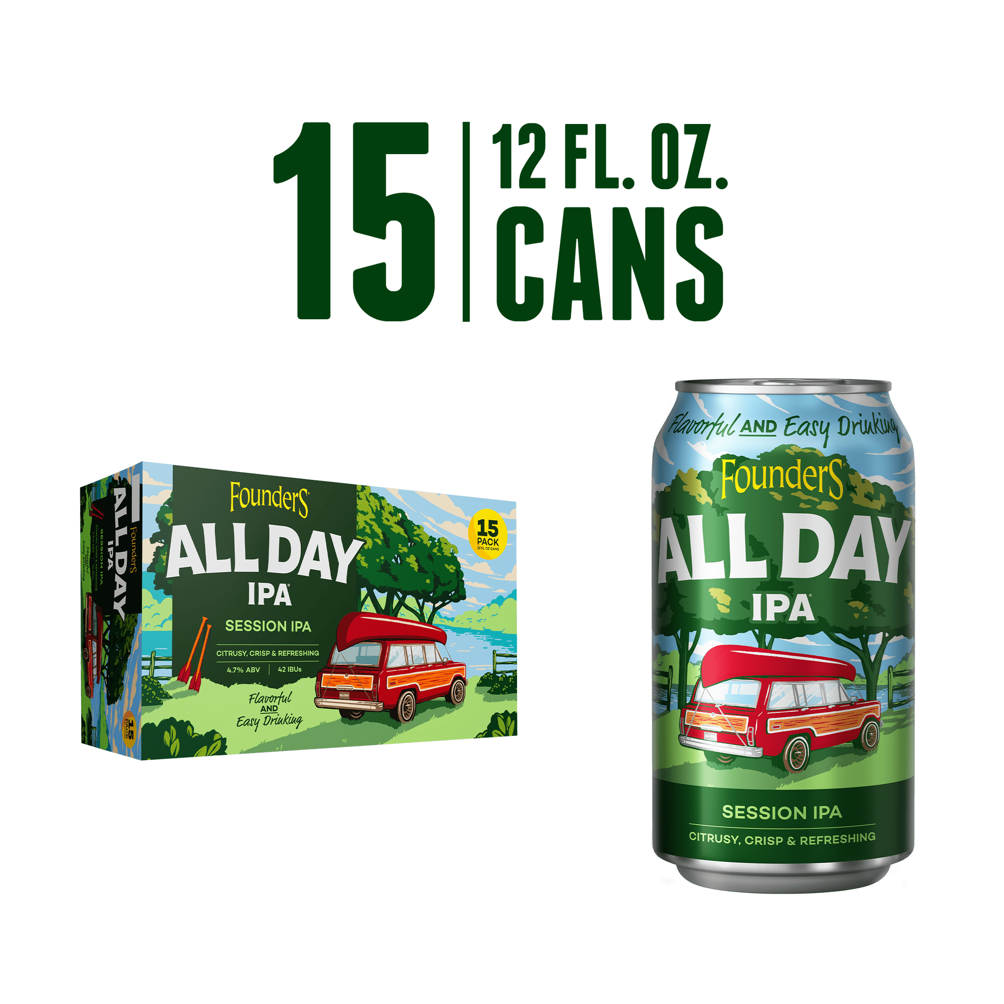 Founders All Day IPA Session Ale, 15 Pack, 12 FL OZ Cans
