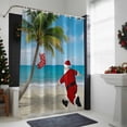 thumbnail image 4 of Coastal Christmas Santa Bathroom Shower Curtain Xmas Stocking Palm Tree Beach Waterproof Washable Shower Curtains for Bathtub Bath Decor with Grommets and Hook 66 X 72 Inch, 4 of 8
