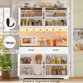 thumbnail image 4 of Hiphuta 71" Tall Kitchen Pantry Storage Cabinet with RGB LED and 6 Metal Hooks, Farmhouse Coffee Bar Cabinet with Charging Station, Buffet with Hutch and Microwave Stand, White, 4 of 7