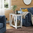 thumbnail image 3 of Farmhouse End Table, Narrow Side Table with Charging Station, Slim End Table, Side Table for Bedroom, Living Room, Small Spaces, with 2 USB and 2 Power Outlets, 11.8" D x 23.6" W x 23.74" H, 3 of 14